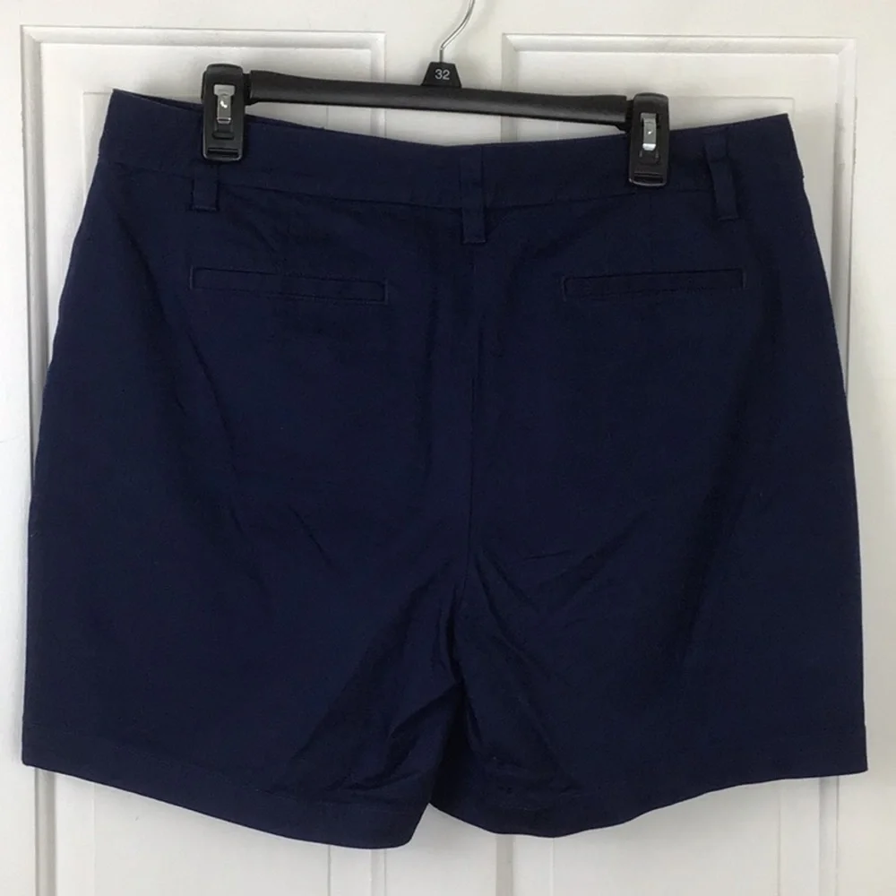 Lands’ End Navy Blue Cotton Chino Shorts Size 14 EUC